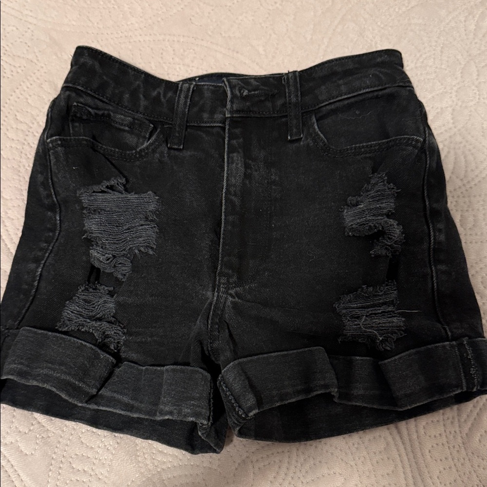 Hollister Black Ripped Jean Shorts